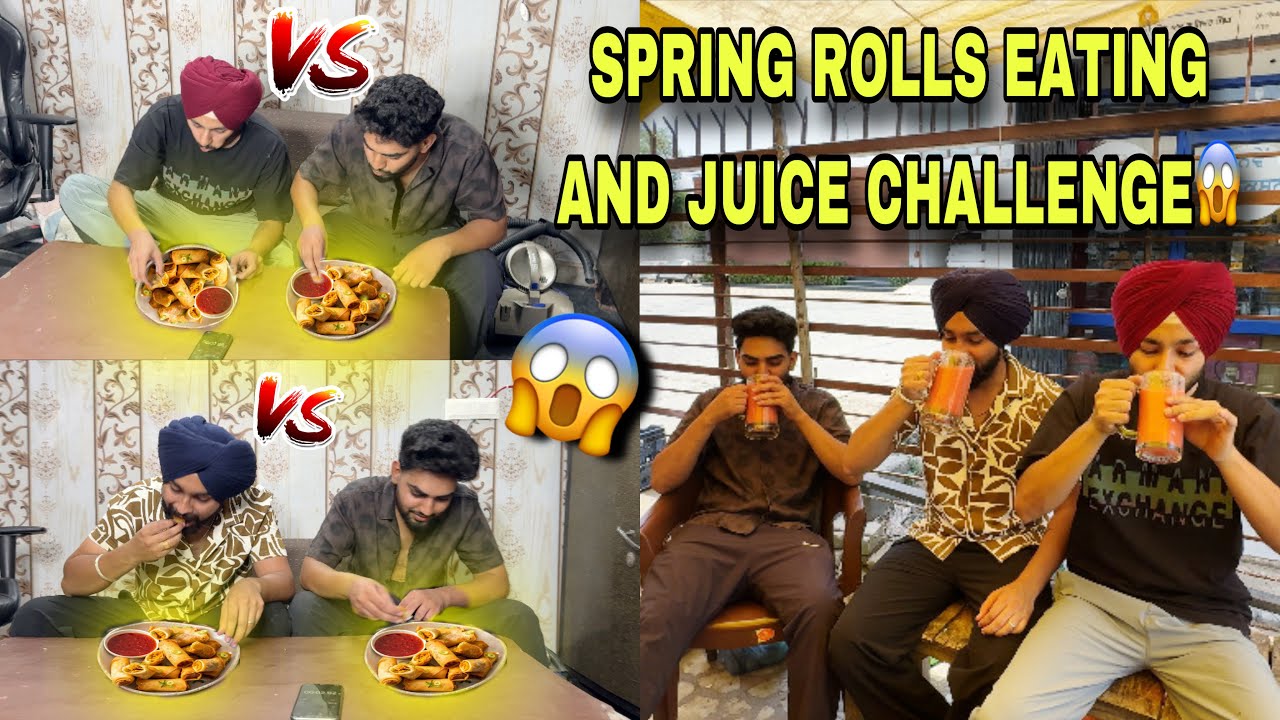 SPRING ROLLS EATING AND JUICE CHALLENGE😱 STREET FOOD CHALLENGE 😨 ~ Prabh Buttar🔥
