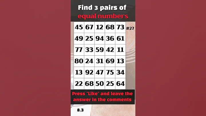 Find 3 pairs of equal numbers #27 #brain #puzzle #dementia