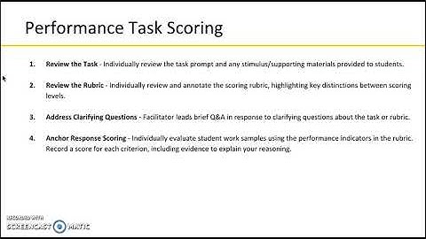 Part 2: Performance Assessments Scoring