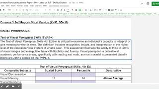 Automated Psychoeducational Report-Tutorial 2