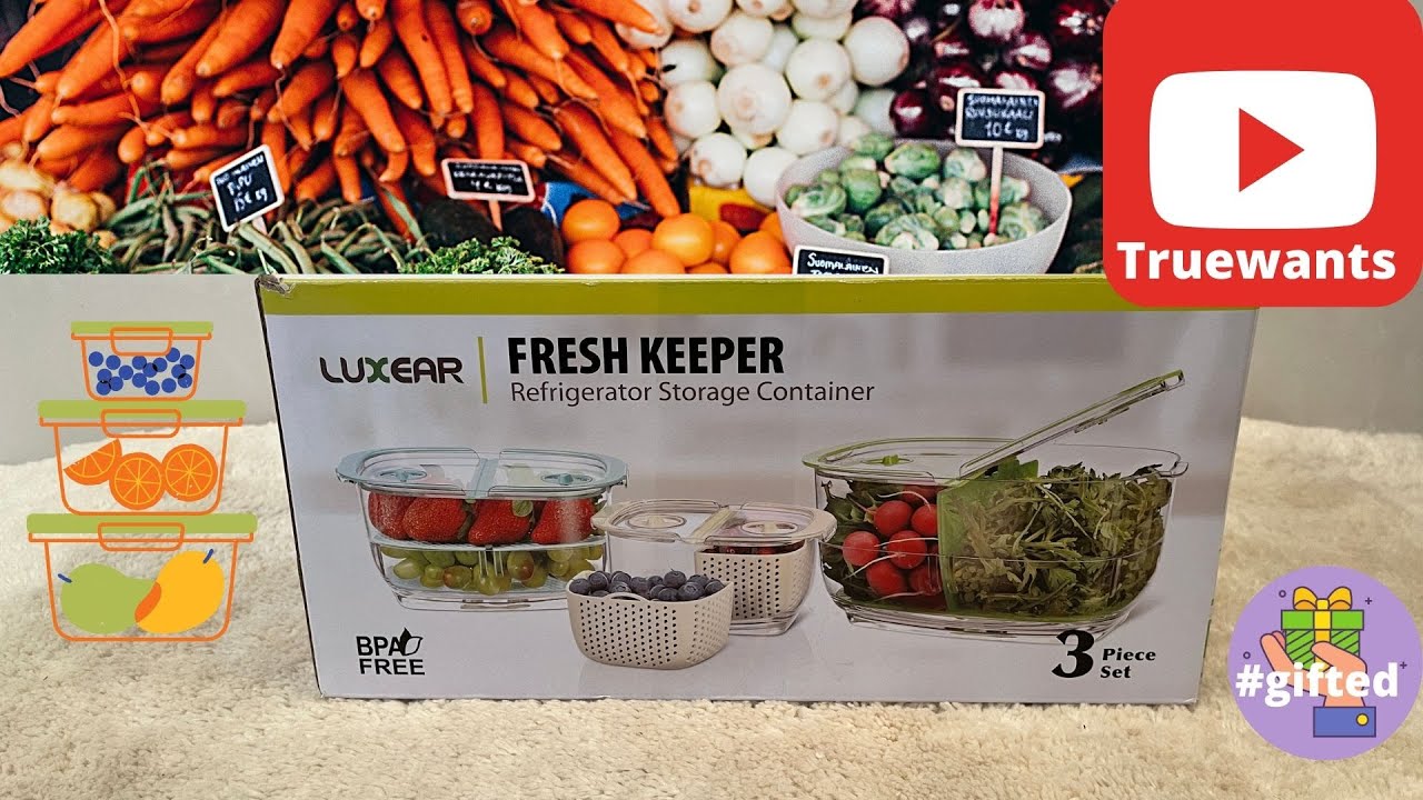 Fresh Keeper Storage Containers by LUXEAR Unique Design for Veggies, Fruit,  Salads PROMOCODE #gifted 