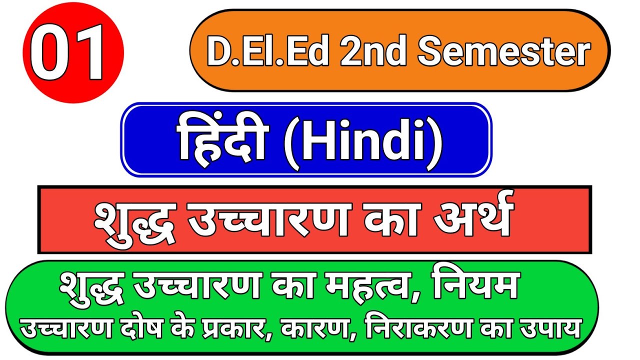 शुद्ध उच्चारण का अर्थ, महत्व || उच्चारण दोष के प्रकार, कारण  D.El.Ed 2nd Semester...