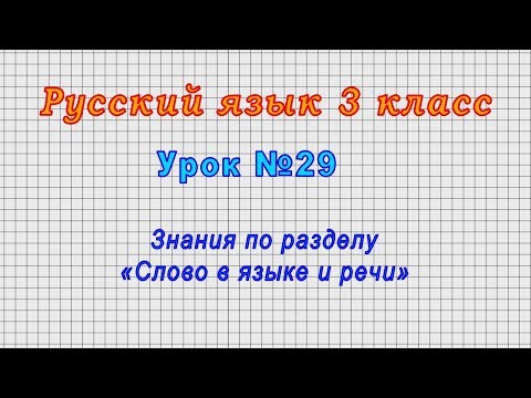 Русский язык 3 класс (Урок№29 - Знания по разделу «Слово в языке и речи»)