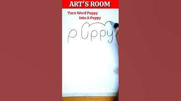 How To Draw A Puppy With Word Puppy | Easy Drawing #shorts #youtubeshorts #artsroom #drawing