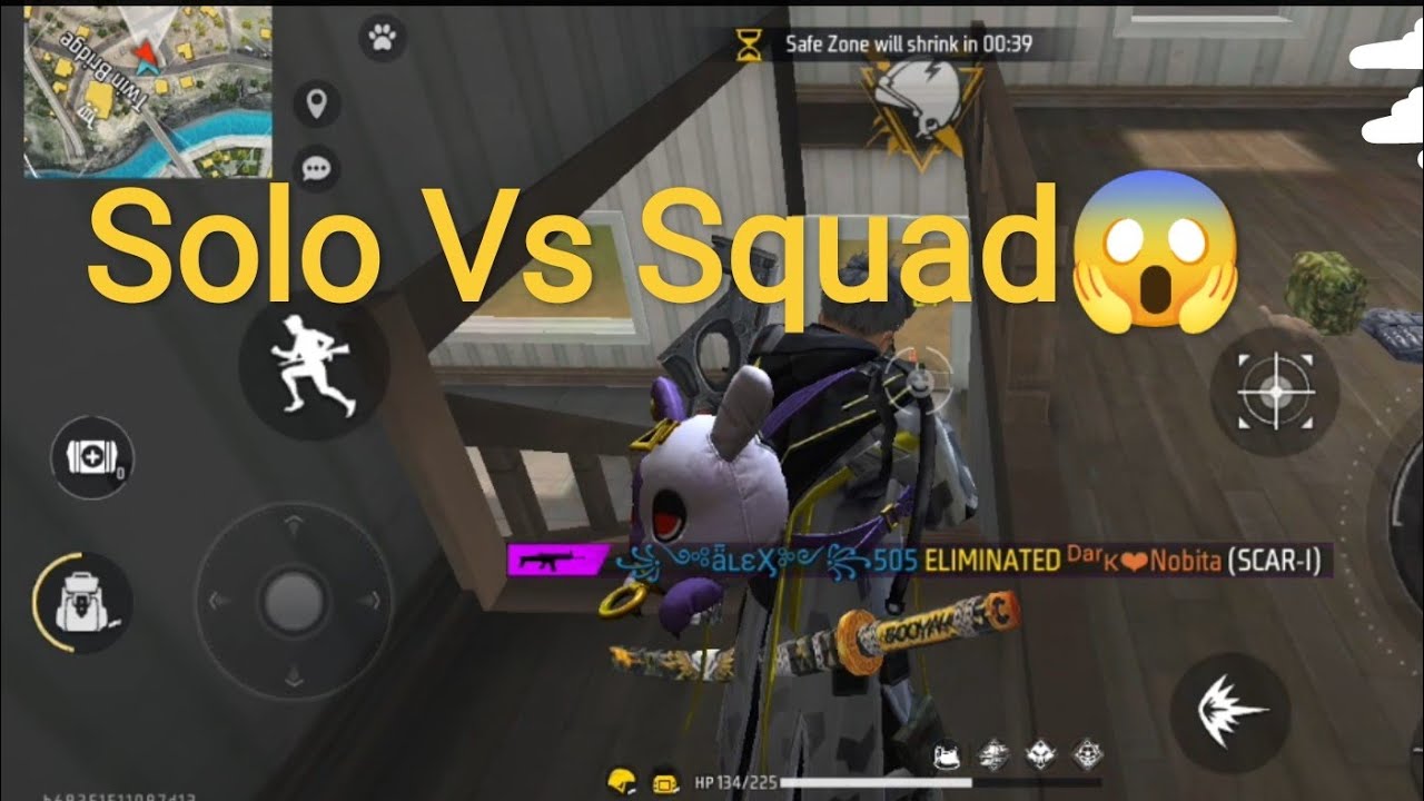 solo vs squad gameplay of 30kills only in free fire max - YouTube