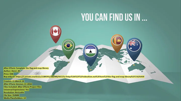 the flag and map library | After Effects Template | VideoHive 21625459