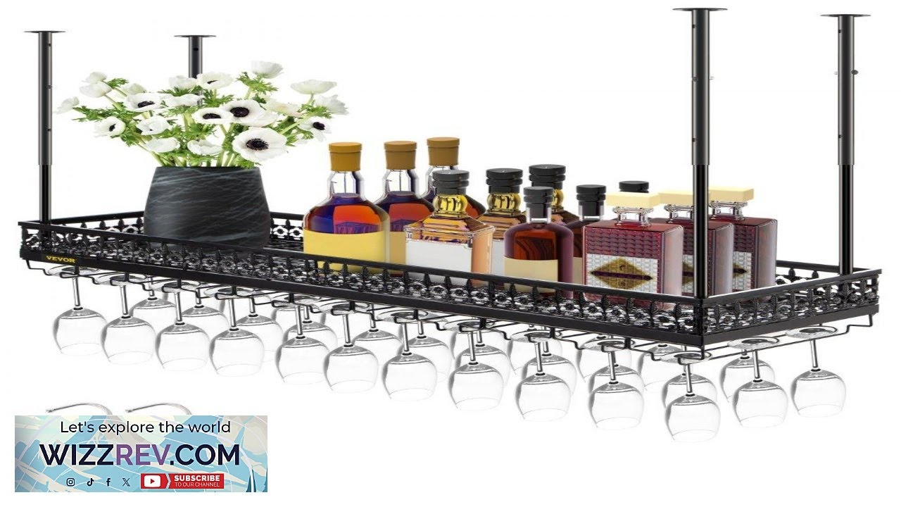 VEVOR Ceiling Wine Glass Rack 46.9 x 13 inch Hanging Wine Glass