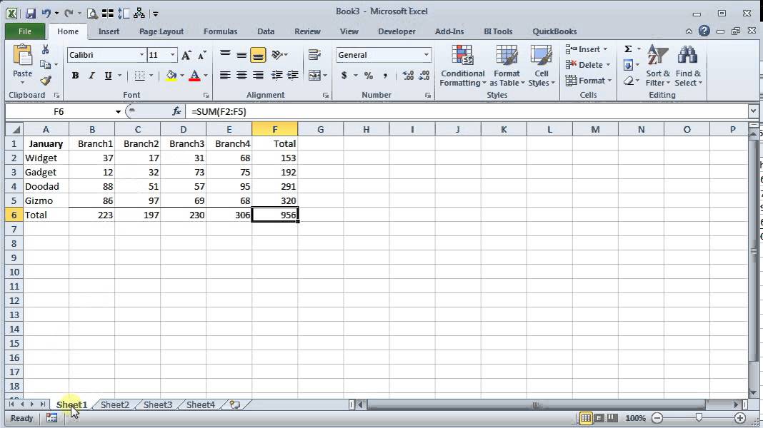 Using Excel s Sum Function Across Multiple Tabs YouTube