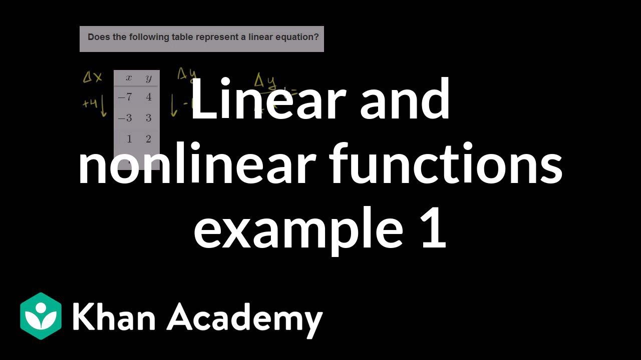 Linear Nonlinear Functions Table Video Khan Academy