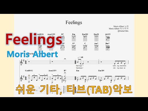 Feelings (Em Key / Easy TAB / Lyrics) - Morris Albert