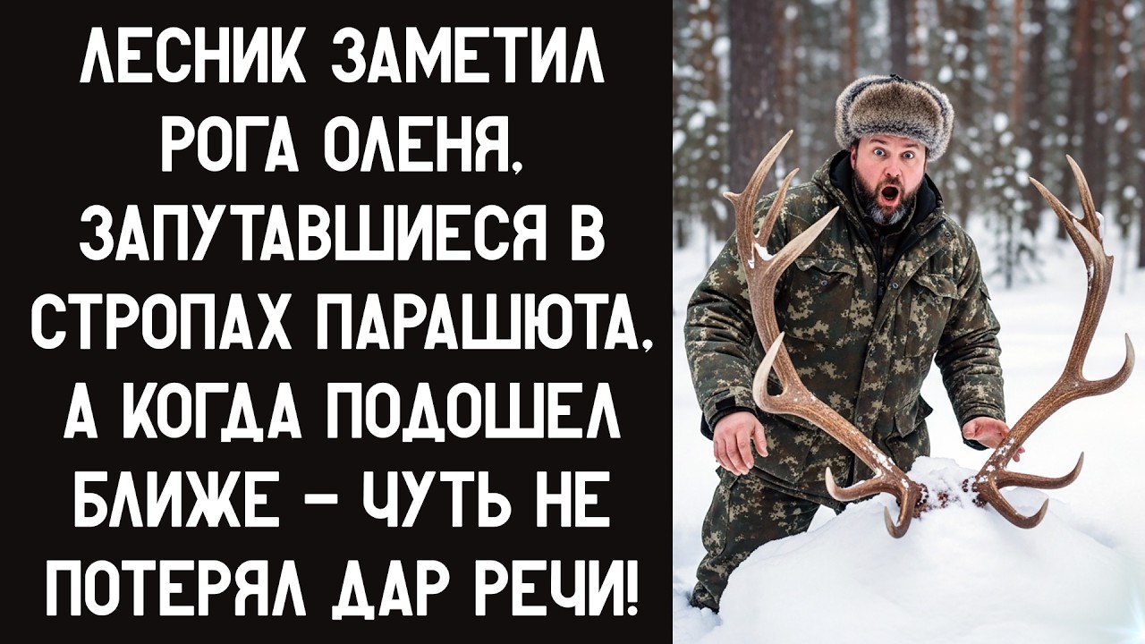 ЛЕСНИК ЗАМЕТИЛ РОГА ОЛЕНЯ, ЗАПУТАВШИЕСЯ В СТРОПАХ ПАРАШЮТА, А КОГДА ПОДОШЕЛ БЛИЖЕ- ПОТЕРЯЛ ДАР РЕЧИ!