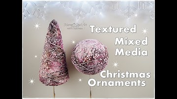 Textured Mixed Media Christmas Tree Ornaments ♡ Maremi