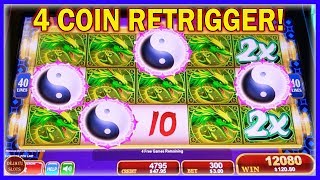 AMAZING RUN 4 COIN BONUS RETRIGGER! GREAT GUARDIANS SLOT MACHINE