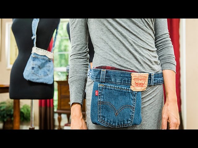 Upcycled Denim Fanny pack/Waist pouch- light blue