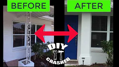 House Column Makeover Improve Curb Appeal  |Covering Wrought Iron Column