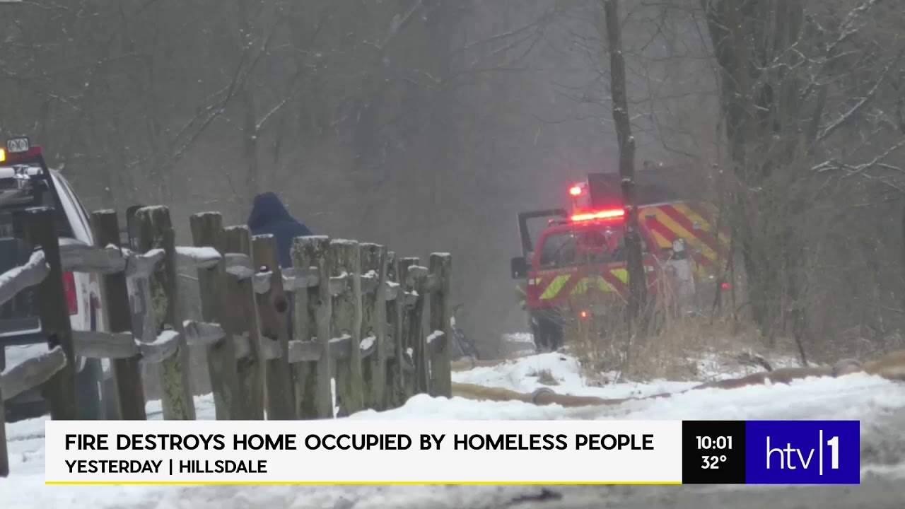 FIRE DESTROYS HOME OCCUPIED BY HOMELESS PEOPLE - YouTube