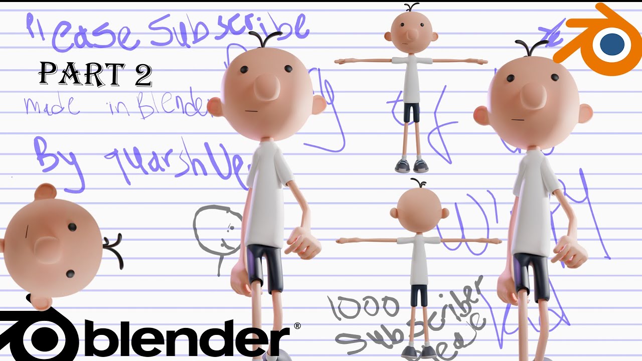 MODELLING DIARY WIMPY KID GREG HEFFLEY IN BLENDER blender3d 