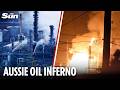 Fire rages for 13 HOURS at one of Australia's two oil refineries risking petrol supplies