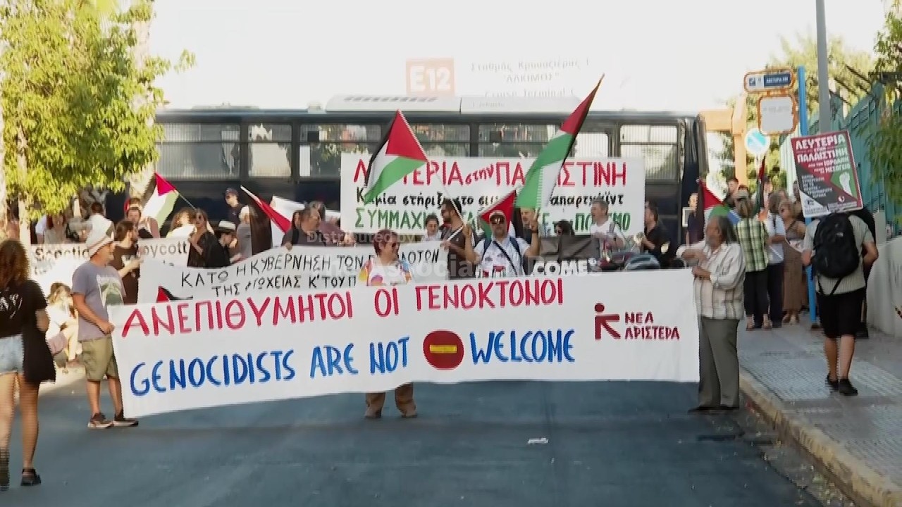 Police stop protesters from reaching Israeli-operated cruise ship in Greek port