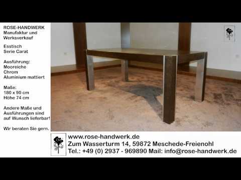 Esstisch Carat Holz Mooreiche Metall Chrom Alu matt