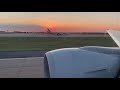 Sunset Takeoff from Dallas/Fort Worth airport (DFW) onboard American Airlines Boeing 777-300 to LHR