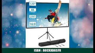 Beamer Leinwand mit Stativ, Tragbar Projektor Leinwand 120 Zoll, 16:9, 4K HD ProjektionLeinwand,