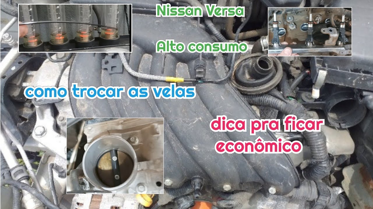 Nissan versa , alto consumo , troca das velas , remoção dos bicos injetores , remoção do coletor