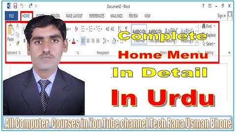 Microsoft Word 2013 - Home Menu in Urdu  | complete | Home Tab | Part - 1| Tutorial