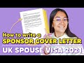 UK SPOUSE VISA 2021 | How to write Sponsor Cover Letter