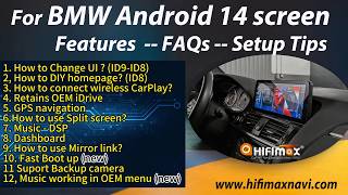 Hifimax BMW Android 14 GPS Screeen Features Demo &amp; 12 FAQs | BMW Android 14 Screen User Guide!