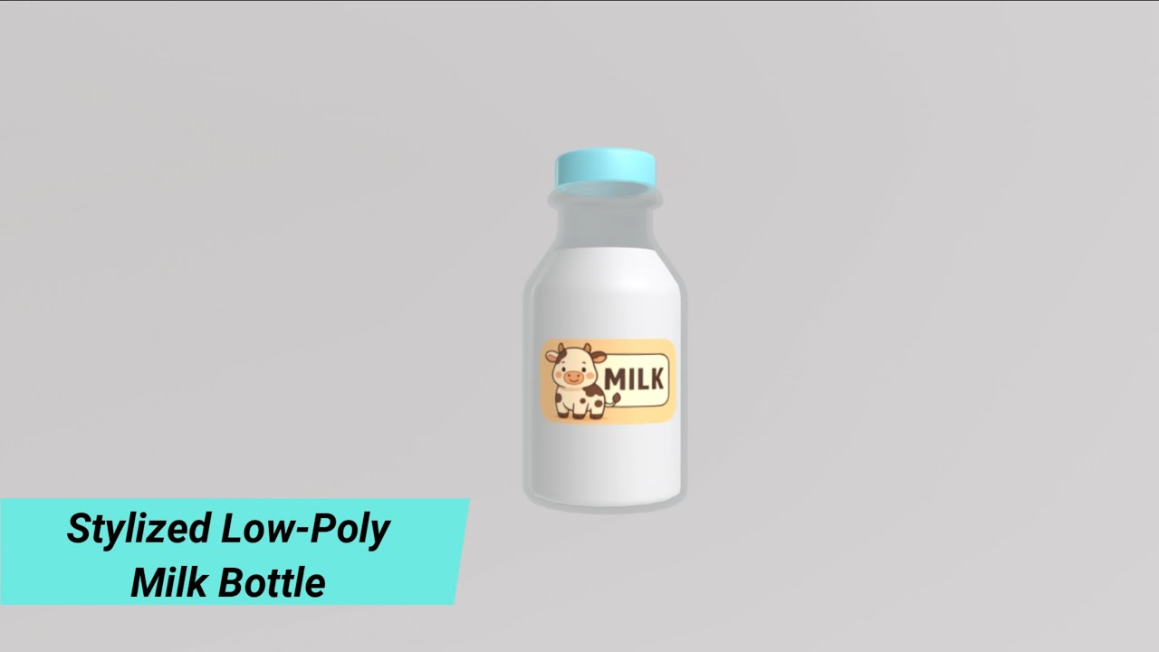 Stylized Low-Poly Milk Bottle