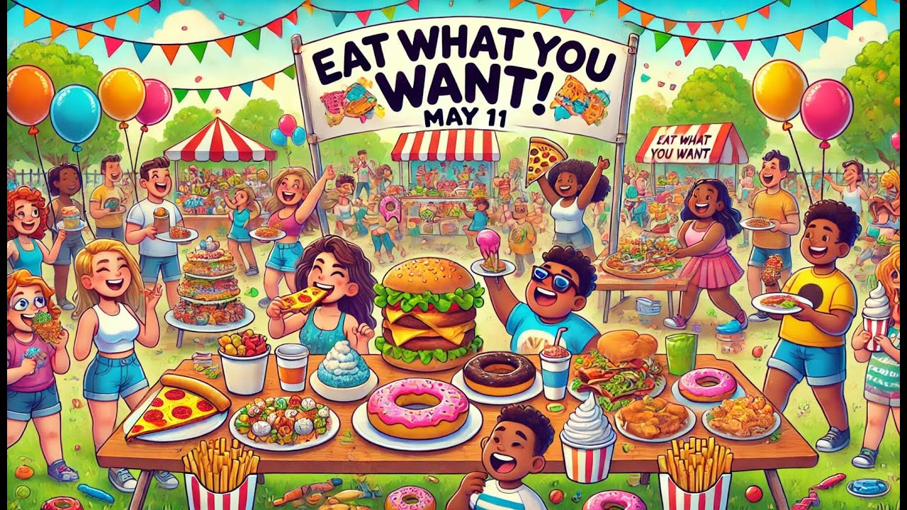 Celebrate National Eat What You Want Day 🍩 | May 11 – Freedom for Your Taste Buds!