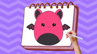 How to Draw a Cute Bat Squishmallow in 3 Minutes!