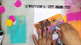 Gel Press Art Tag with July 2017 StencilGirl Stencils