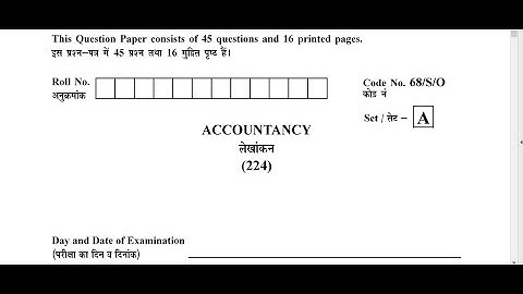 nios Accountancy (224) (Set- A) october 2024 Exam Question Paper #niosexamquestionpaper #nios