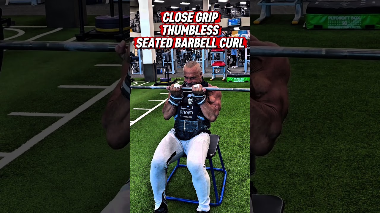 CLOSE GRIP SEATED, THUMBLESS BARBELL CURLS FOR BICEPS #workout #motivation #muscle #workouttips