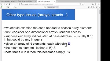 Arrays, structures, and misc data types in compilation