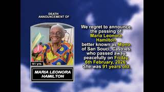 Maria Leonora Hamilton ~ Short Obituary