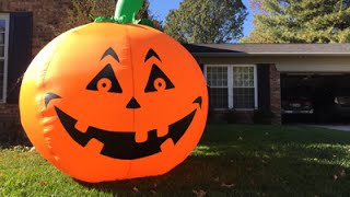 Setting up an Inflatable Pumpkin for Halloween