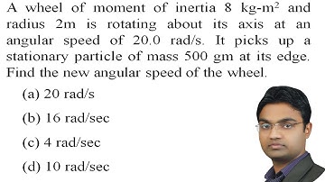 A wheel of moment of inertia 8 kg-m2 and radius 2m is rotating about its axis at an angular
