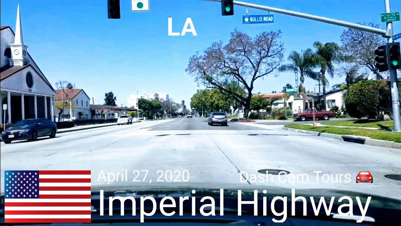 April 27, 2020. Driving on Imperial Highway in Los Angeles. Pleasant