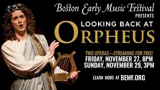 BEMF Chamber Opera Series presents: LOOKING BACK AT ORPHEUS—November 27 & 29, 2020
Over Thanksgiving Weekend 2020, BEMF presented Looking Back at Orpheus with free, limited-time broadcasts featuring our June 2015 production of Monteverdis Orfeo, our November 2011 production of Charpentiers La Descente dOrphée aux Enfers, and 2 weeks of new videos. Learn more at https://bemf.org/concert-season/boston-concerts/looking-back-at-orpheus/
Video by Kathy Wittman, Ball Square Films. Narration by Douglas Williams, bass-baritone. BEMF Chamber Opera Series presents: LOOKING BACK AT ORPHEUS—November 27 & 29, 2020