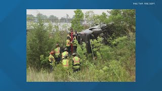 Pike Fire rescues driver flipped over in ditch
