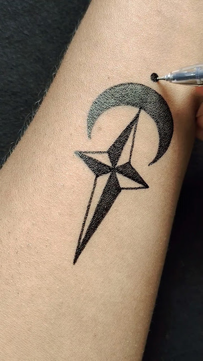 Moon 🌙 & Star ✨ beautiful n easy temporary tattoo......#tattoo #tattoink #art #drawing #asmr