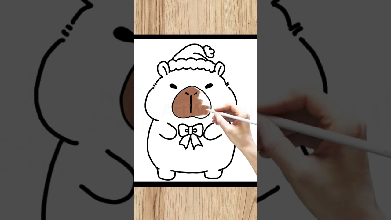 🎄Простой рисунок рождественской капибары | Веселое рукоделие для детей