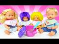 Benim anaokulum: Asya, Mert, Merve ve Demir öğle yemeği yiyorlar! Bebek videoları.