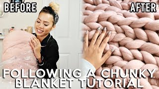 TRYING TO FOLLOW A CHUNKY KNIT BLANKET TUTORIAL | SAAAMMAGE