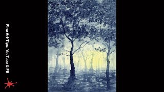 HOW TO PAINT A FOREST IN WATERCOLOR - Very easy for beginners - FANTASY