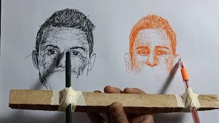 Drawing Two different face at a same time with pen ️ Roland doe /  Dhoni