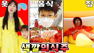 색깔 맞춰 입고 다같이 마트에 갔는데 창피해 죽을뻔ㅋㅋㅋ 색깔 의식주 챌린지 가족 일상 브이로그( vlog)ㅣ토깽이네